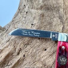 Hen And Rooster Vintage Red Jigged Bone Half Congress Knife Germany 322-BS (137)