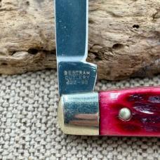 Hen And Rooster Vintage Red Jigged Bone Half Congress Knife Germany 322-BS (137)