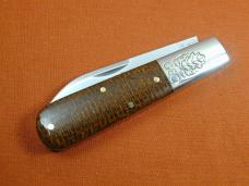 Great Eastern Cutlery GEC Smooth Brown Burlap Micarta Boom Town Barlow Knife 862125 420HC Stainless