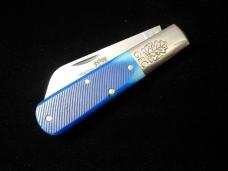 Great Eastern Cutlery GEC Navy Blue Sawcut Bone Boom Town Barlow Knife 863125SS 420HC Stainless