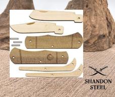 JJ's Knife Kit For One Wooden Blade Trapper UNSHARPENED Knife American-Hardwood