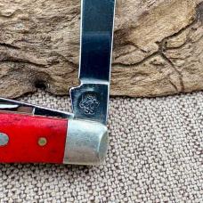 CASE XX USA 2001 6207 SMOOTH RED BONE MINI TRAPPER 2 BLADE POCKET KNIFE (168)
