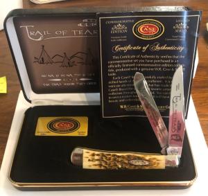 New in Display Case Trail of Tears Amber Bone Trapper