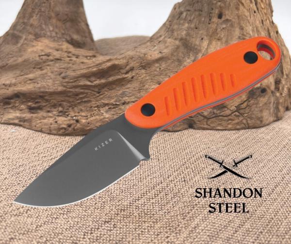 Kizer Cutlery 7" Hare Orange G10 D2 Steel Fixed Blade Knife w/Sheath 1077A1