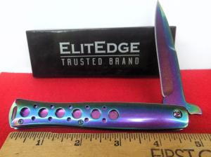 ELITEDGE SPRING ASSIST NEW IN BOX STILETTO 4-34quot RAINBOW METAL SCALES