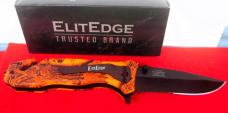 ELITEDGE THUMB STUD LINER LOCK RESCUE PART SERRATED ORANGE AND BLACK KNIFE APPROX 4-3/4