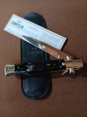 AGA CAMPOLIN "BLACK WIDOW" 11"BUFFALO HORN ITALIAN SWITCH BLADE
