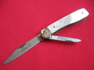 HUBERTUS Rare Pen Blade Release German Leverlock Knife - Custom Engraved MOP
