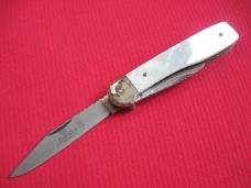 HUBERTUS Rare Pen Blade Release German Leverlock Knife - Genuine Mother of Pearl