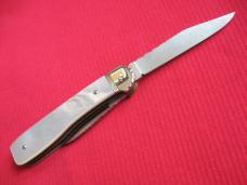 HUBERTUS Rare Pen Blade Release German Leverlock Knife - Genuine Mother of Pearl