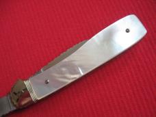 HUBERTUS Rare Pen Blade Release German Leverlock Knife - Genuine Mother of Pearl