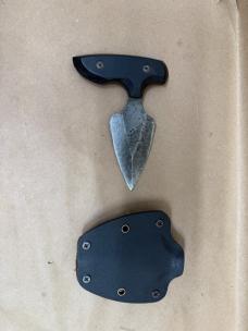 Push Knife and Sheath Signed