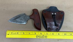 Push Knife and Sheath Signed