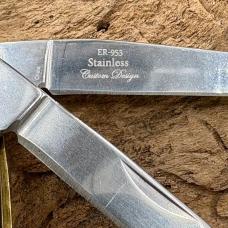 Elk Ridge Small Stockman Black Stone & MOP Folding Stainless Pocket Knife 953MSC