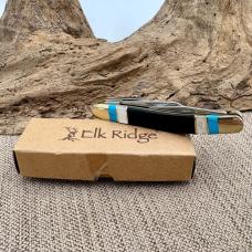 Elk Ridge Small Stockman Black Stone & MOP Folding Stainless Pocket Knife 953MSC
