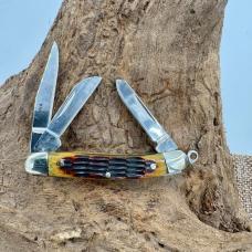 Rough Rider 2" Tiny Stockman Amber Jigged Bone Handle Pocket Knife w/Loop RR814