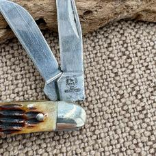 Rough Rider 2" Tiny Stockman Amber Jigged Bone Handle Pocket Knife w/Loop RR814
