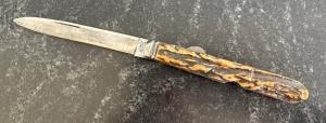 Antique J Lingard Pea Croft Sheffield England Folding Knife, Beautiful Stag