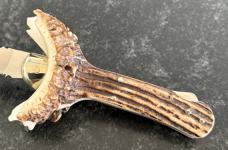 Vintage Lepre Presentation Folding Knife, Beautiful Crown Stag Handle, Maniago Italy