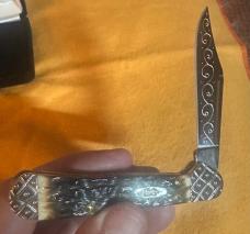 Case XX Custom Hand-Fired Peachseed Amber Bone Mini Copperlock from Wild Horse Customs & Joshua Kidd