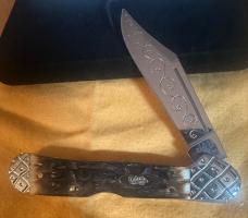 Case XX Custom Hand-Fired Peachseed Amber Bone Mini Copperlock from Wild Horse Customs & Joshua Kidd