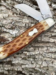 GEC ** BLADE FORUMS 911324 AMBER JIGGED BONE STOCKMAN