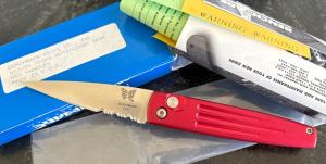 Benchmade Spike Switchblade Knife, Model 1000S, Red Handles, Unused