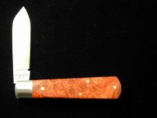 Dollar Knife Co. Red Burl Maple Wood with Blue Shield Jack Knife from Cooper Cutlery USA RBM BS