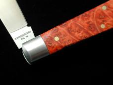 Dollar Knife Co. Red Burl Maple Wood with Blue Shield Jack Knife from Cooper Cutlery USA RBM BS