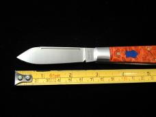 Dollar Knife Co. Red Burl Maple Wood with Blue Shield Jack Knife from Cooper Cutlery USA RBM BS