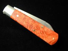 Dollar Knife Co. Red Burl Maple Wood with Blue Shield Jack Knife from Cooper Cutlery USA RBM BS