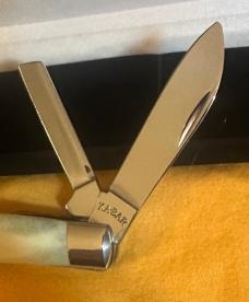 RARE KABAR 1988 #USC88 4 BLADE LARGE CONGRESS SMOOTH BONE KNIFE.  SERIAL # 280. MINT CONDITION!