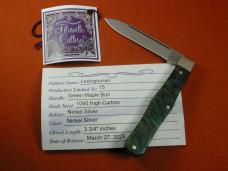 Titusville Cutlery Green Maple Burl Wood Lexingtonian Coffin Jack Knife Rare 1 of 15 COA USA Made
