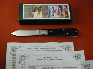 Beaver Falls Cutlery Smooth Ebony Wood Jack Knife from Cooper Cutlery Made in USA EBONY