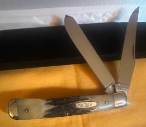 Ka-bar Vintage Fat Stag 2 Blade Trapper Gnarly amp Beautiful Stag in Mint Condition