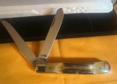 Ka-bar Vintage Fat Stag 2 Blade Trapper.  Gnarly & Beautiful Stag in Mint Condition!