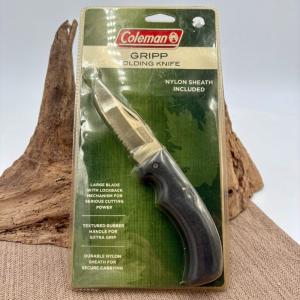 COLEMAN POCKET KNIFE 4 1/2" CLOSED RUBBER HANDLE 440 SS BLADE SERRATED NYLON SH