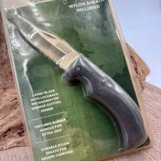 COLEMAN POCKET KNIFE 4 1/2" CLOSED RUBBER HANDLE 440 SS BLADE SERRATED NYLON SH