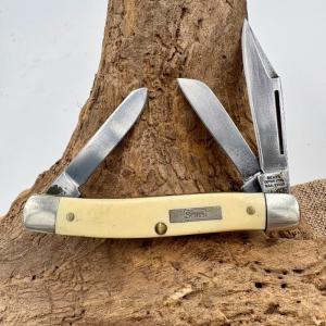 Sears Stockman USA 95303 Vintage Pocket Knife 3 Carbon Steel Blades Delrin (113)