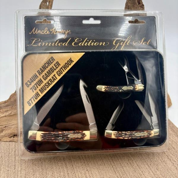 Schrade Uncle Henry 3 Piece Limited Edition Knife Set Tin Box Gift Set 2015