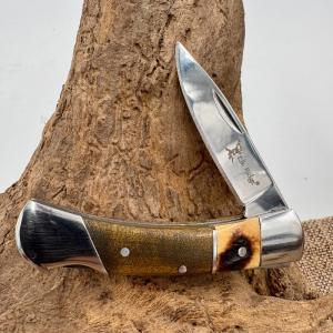 Elk Ridge Drop Point 5 18quot Overall Lockback Knife Wood Stag Handle ER-127MSW