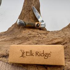 Elk Ridge Drop Point 5 1/8" Overall Lockback Knife Wood/ Stag Handle ER-127MSW