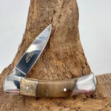 Elk Ridge Drop Point 5 1/8" Overall Lockback Knife Wood/ Stag Handle ER-127MSW