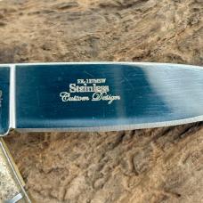 Elk Ridge Drop Point 5 1/8" Overall Lockback Knife Wood/ Stag Handle ER-127MSW