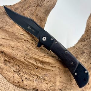 Elk Ridge Spring Assisted Pocket Knife 850quot Overall Black Wood Handle ER-A009BK
