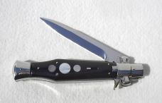 NEW AGA CAMPOILN 11" ( BLACK WIDOW ) BLACK HORN WITH MOTHER OF PEARL INLAYS 5MM BLADE MANIAGO ITALY