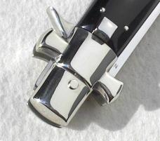 NEW AGA CAMPOILN 11" ( BLACK WIDOW ) BLACK HORN WITH MOTHER OF PEARL INLAYS 5MM BLADE MANIAGO ITALY