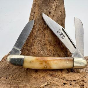 IXL George Wostenholm Sheffield England Smooth Bone 3 Blade Stockman Knife (138)