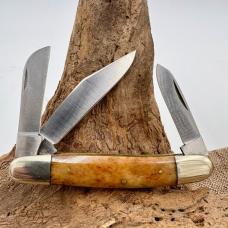 IXL George Wostenholm Sheffield England Smooth Bone 3 Blade Stockman Knife (138)