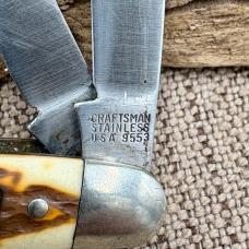 Craftsman USA 9553 Vintage Folding Pocket Knife Stockman 3 Blade Stagalon (139)